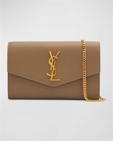 ysl taupe wallet|SAINT LAURENT Grain De Poudre Monogram Uptown Chain .